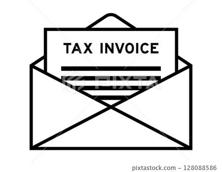Envelope and letter sign with word tax invoice as the headline Envelope and letter sign with word tax invoice as the headline 128088586