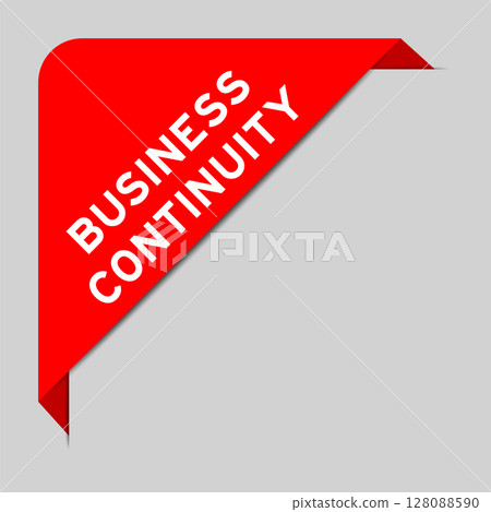 Red color of corner label banner with word business continutiy on gray background 128088590