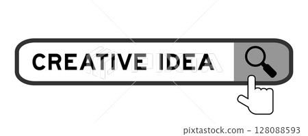 Search banner in word creative idea with hand over magnifier icon on white background 128088593