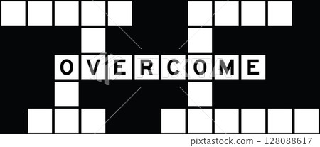 Alphabet letter in word overcome on crossword puzzle background Alphabet letter in word overcome on crossword puzzle background 128088617