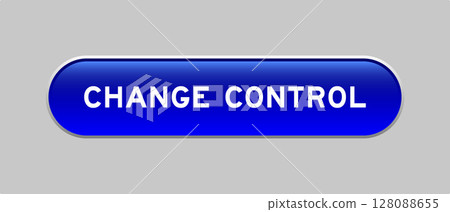 Blue color capsule shape button with word change control on gray background Blue color capsule shape button with word change control on gray background 128088655
