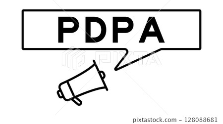 Megaphone icon with speech bubble in word PDPA (Abbreviation of personal data protection act) on white background Megaphone icon with speech bubble in word PDPA (Abbreviation of personal data protection act) on white background 128088681