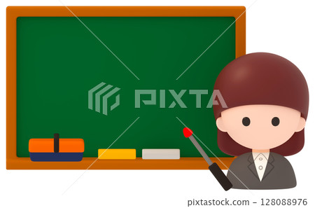 Woman in suit and blackboard 128088976
