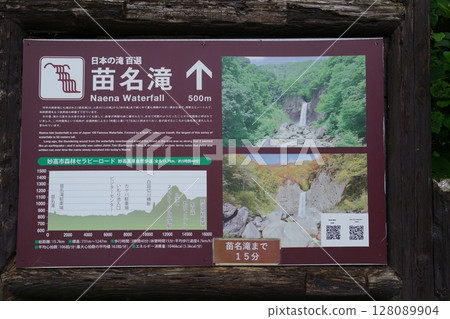 Naenataki waterfall information board Naenataki waterfall information board 128089904