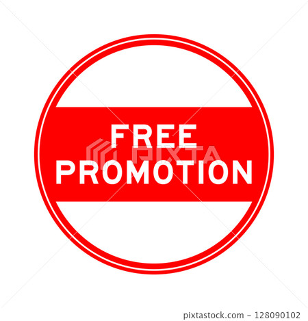 Red color round seal sticker in word free promotion on white background 128090102