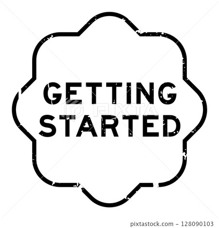 Grunge black getting started word rubber seal stamp on white background 128090103