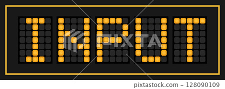 Orange color led banner in word input on black background Orange color led banner in word input on black background 128090109