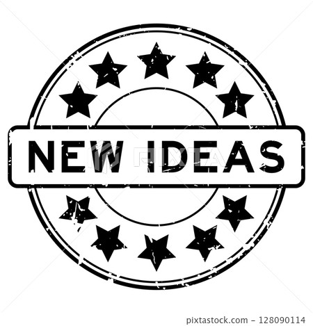 Grunge black new ideas word round rubber seal stamp on white background Grunge black new ideas word round rubber seal stamp on white background 128090114