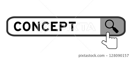 Search banner in word concept with hand over magnifier icon on white background Search banner in word concept with hand over magnifier icon on white background 128090157
