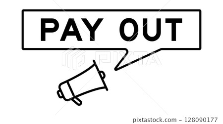 Megaphone icon with speech bubble in word pay out on white background Megaphone icon with speech bubble in word pay out on white background 128090177