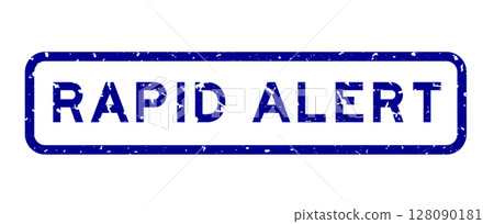 Grunge blue rapid alert word square rubber seal stamp on white background 128090181