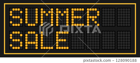 Orange color led banner in word summer sale on black background Orange color led banner in word summer sale on black background 128090188