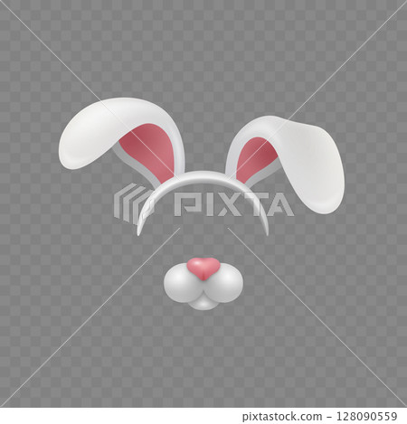 Vector Bunny Ears and Nose. Bunny Ears and Nose for Easter, Costume, Mask, Selfie Filter. Bunny Ears and Nose Clipart for Kids, Party, Cute Animal Design, Holiday, Decoration, Photo Booth, Fun Vector Bunny Ears and Nose. Bunny Ears and Nose for Easter, Costume, Mask, Selfie Filter. Bunny Ears and Nose Clipart for Kids, Party, Cute Animal Design, Holiday, Decoration, Photo Booth, Fun 128090559
