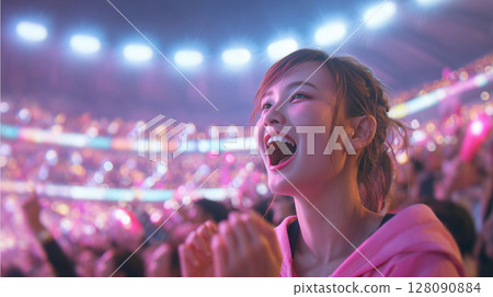 音樂節上燦爛的笑容 音樂節上燦爛的笑容 128090884