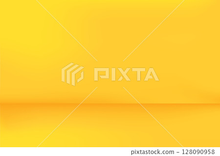 Yellow studio background. Empty room or space for product, backdrop and presentation Yellow studio background. Empty room or space for product, backdrop and presentation 128090958