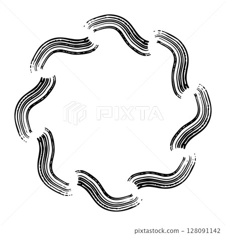 用墨線繪製的抽象波浪圓形框架的向量插圖 128091142