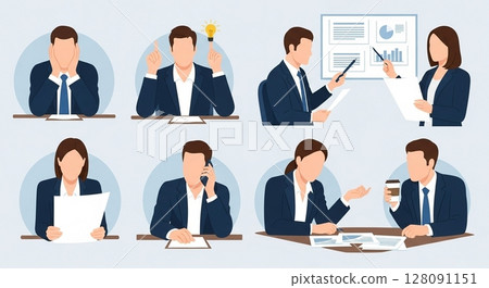 【提案素材】辦公室工作人員插畫 128091151