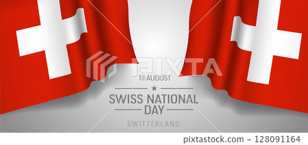 Switzerland happy national day greeting card, banner with template text vector illustration 128091164