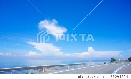 Spectacular ocean views around Shimonada Station in Iyo City, Ehime Prefecture 128091524