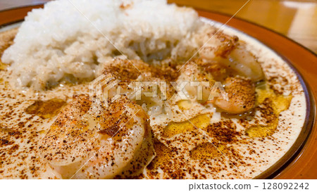 Coconut milk based shrimp curry Coconut milk based shrimp curry 128092242