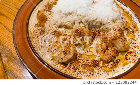 Coconut milk based shrimp curry Coconut milk based shrimp curry 128092244