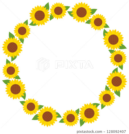 Sunflower round frame illustration 02 Sunflower round frame illustration 02 128092407
