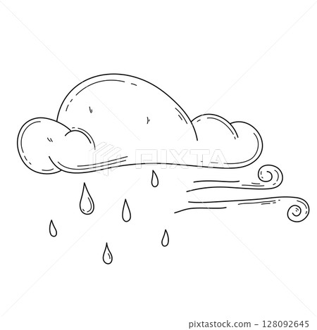 Isolated doodle rain cloud Isolated doodle rain cloud 128092645