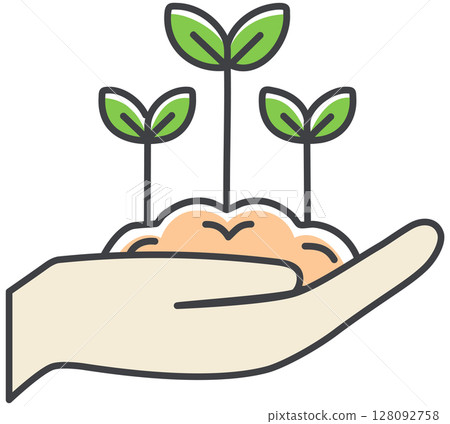 手拿著嫩葉 128092758