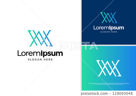Abstract letter X initial logo design concept. Creative monogram logo vector template 128093048