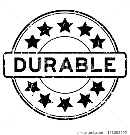 Grunge black durable word round rubber seal stamp on white background Grunge black durable word round rubber seal stamp on white background 128093205