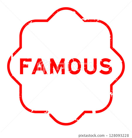 Grunge red famous word rubber seal stamp on white background 128093228