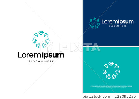 Elegant seven diamond logo design concept. Luxury diamond logo design template 128093259