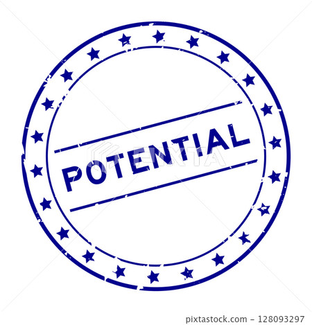 Grunge blue potential word round rubber seal stamp on white background Grunge blue potential word round rubber seal stamp on white background 128093297