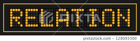 Orange color led banner in word relation on black background 128093300