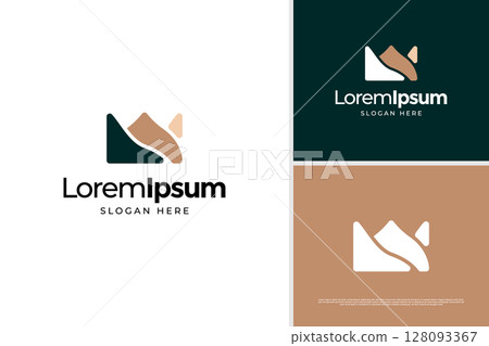 Landscape of river, creek and valley logo design template. Nature logo vector design 128093367