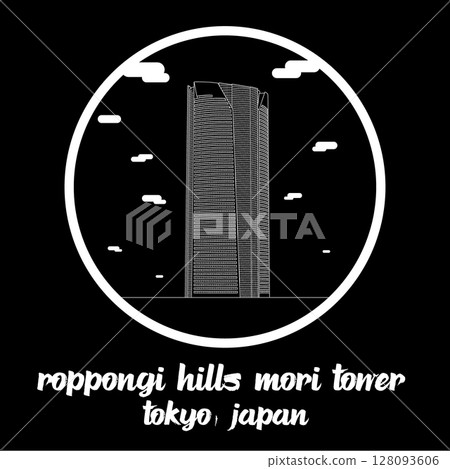 Circle Icon Roppongi Hills Mori Tower. Vector illustration Circle Icon Roppongi Hills Mori Tower. Vector illustration 128093606