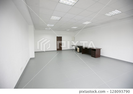 Empty white room with light walls. 128093790
