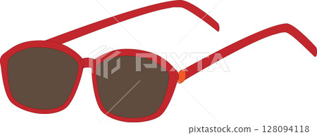 Illustration of red framed Boston style sunglasses 128094118