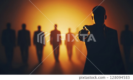 recruitment hero concept with 3D figure pointing in spotlight 128094583