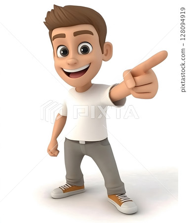 happy cartoon leader pointing for call to join concept happy cartoon leader pointing for call to join concept 128094919