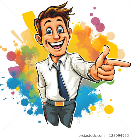 bright team invitation art energetic person pointing with smile 128094923