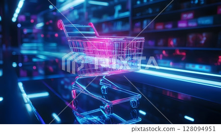 cart checkout screen glowing with interactive buttons and analytics cart checkout screen glowing with interactive buttons and analytics 128094951