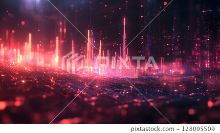 neon data chart rising on business analytics screen neon data chart rising on business analytics screen 128095509