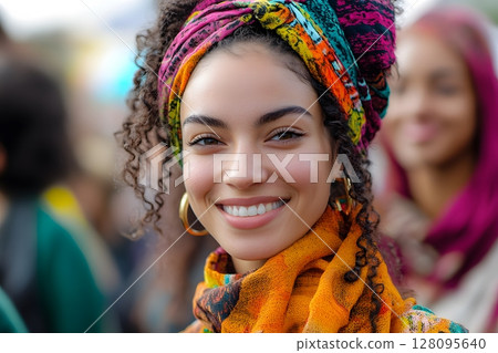 multicultural community gathering showing peace and support 128095640