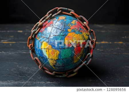 creative art showing global unity and breaking chains 128095656