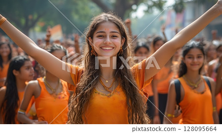 youth awareness rally promoting kindness and freedom 128095664