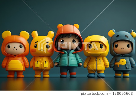 animated characters representing diversity and friendship 128095668