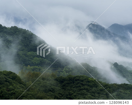 The misty mountain ranges of Jiufen, New Taipei, Taiwan The misty mountain ranges of Jiufen, New Taipei, Taiwan 128096143