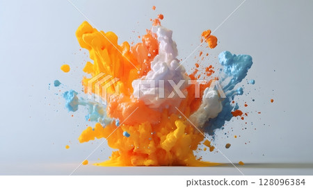 artistic pigment explosion in isometric render, 128096384