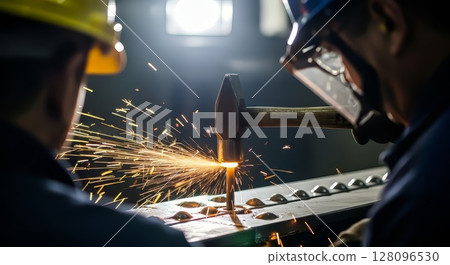 workshop, sparks, hard hat 128096530